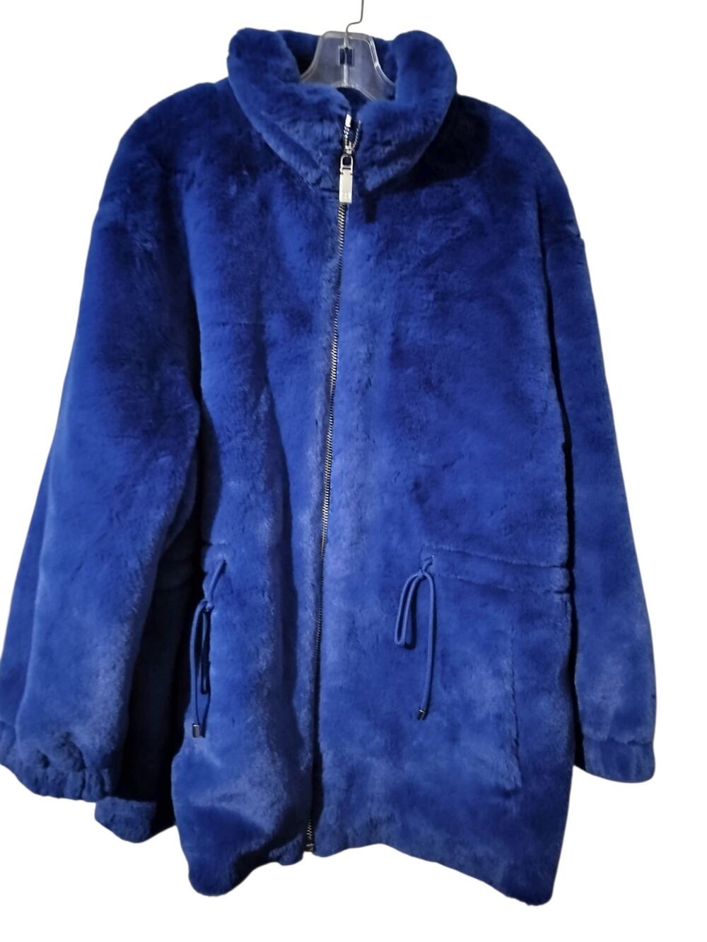 5976) Skinnygirl Jeans Plus 2X Elsie Faux Fur Clematis Blue Zip Up Cozy Jacket